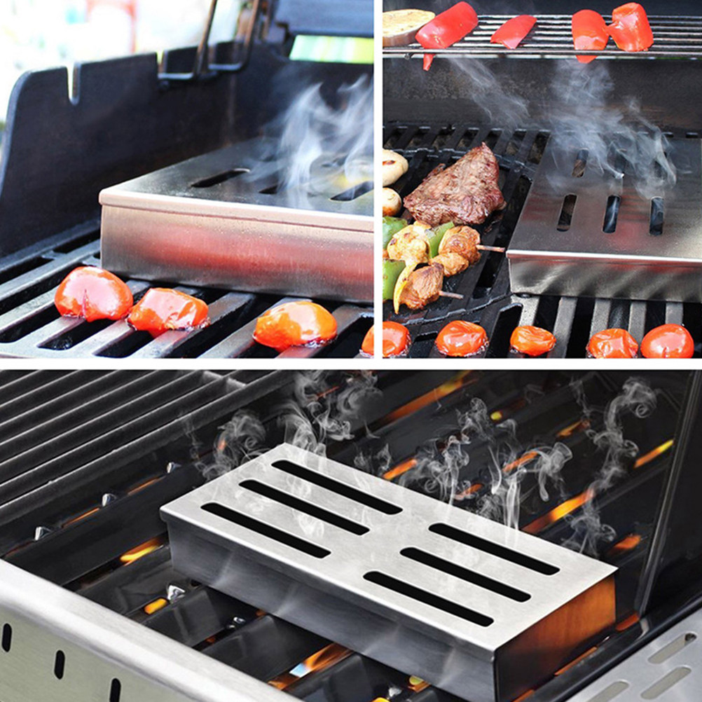 Smoker Box Wood Chip - Edelstahl BBQ Smoker Box Holzchip-Smoker Grillzubehör