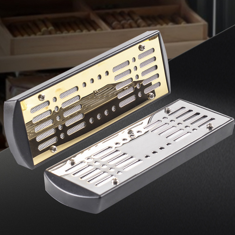 Smoker Box Wood Chip - Metall Golden Silber Rechteck Tabak Zigarre