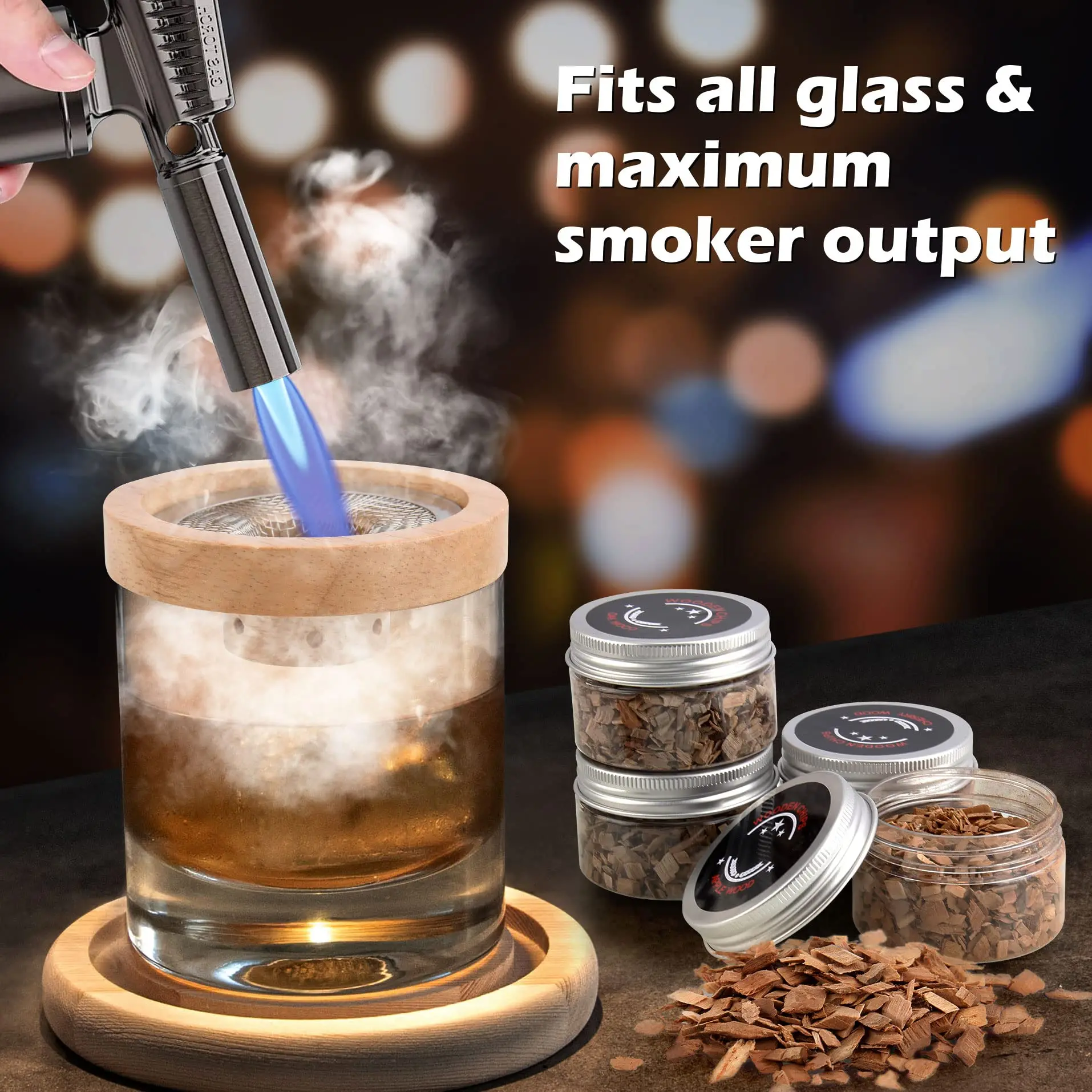 Smoker Box Wood Chip - Cocktail-Räucher-Set, Bar, Holz, geräucherte Holzhaube, Whiskey,